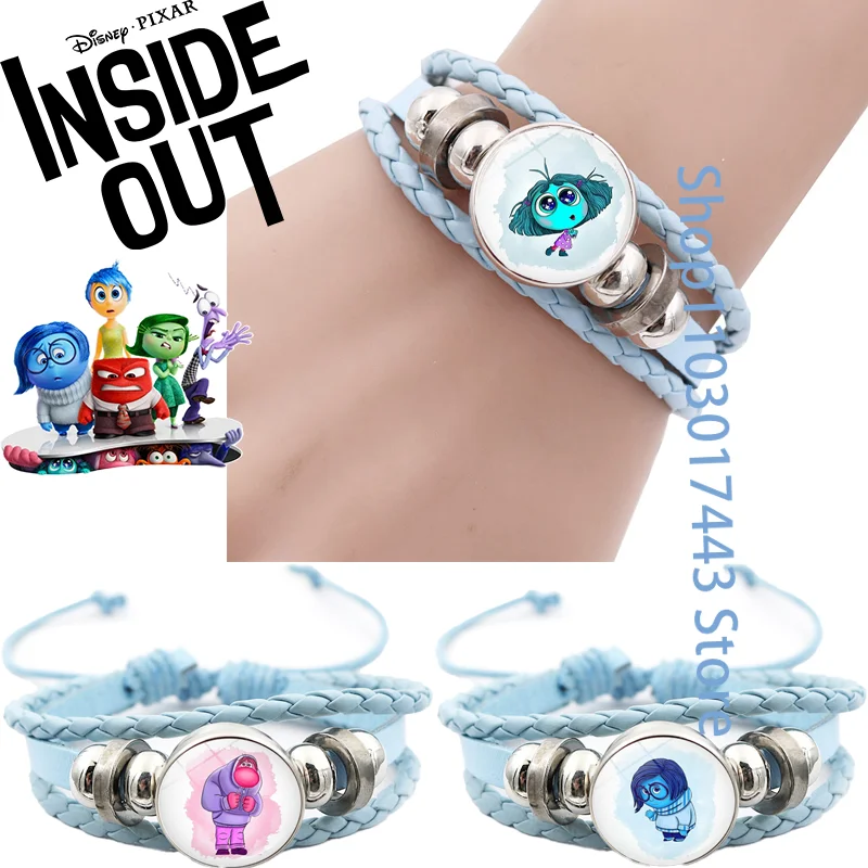 12Styles Disney Inside Out 2 Bracelet Blue Ladies\' Jewelry Gifts Knitted Leather Jewelry Accessories Fashion Jewelry Bracelets