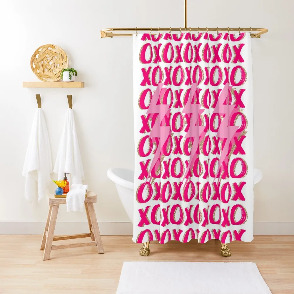 xoxo lightning bolts - pink and gold Shower Curtain Waterproof Bath And Anti-Mold Bathroom And Shower Products Curtain