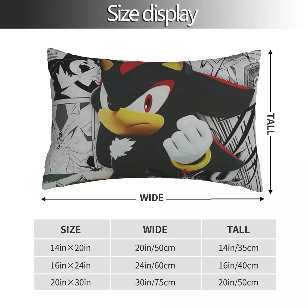 Shadow The Hedgehog Rectangle Pillowcase Cushion Cover Decorative Bedroom Bed Home Comfort Throw Pillow
