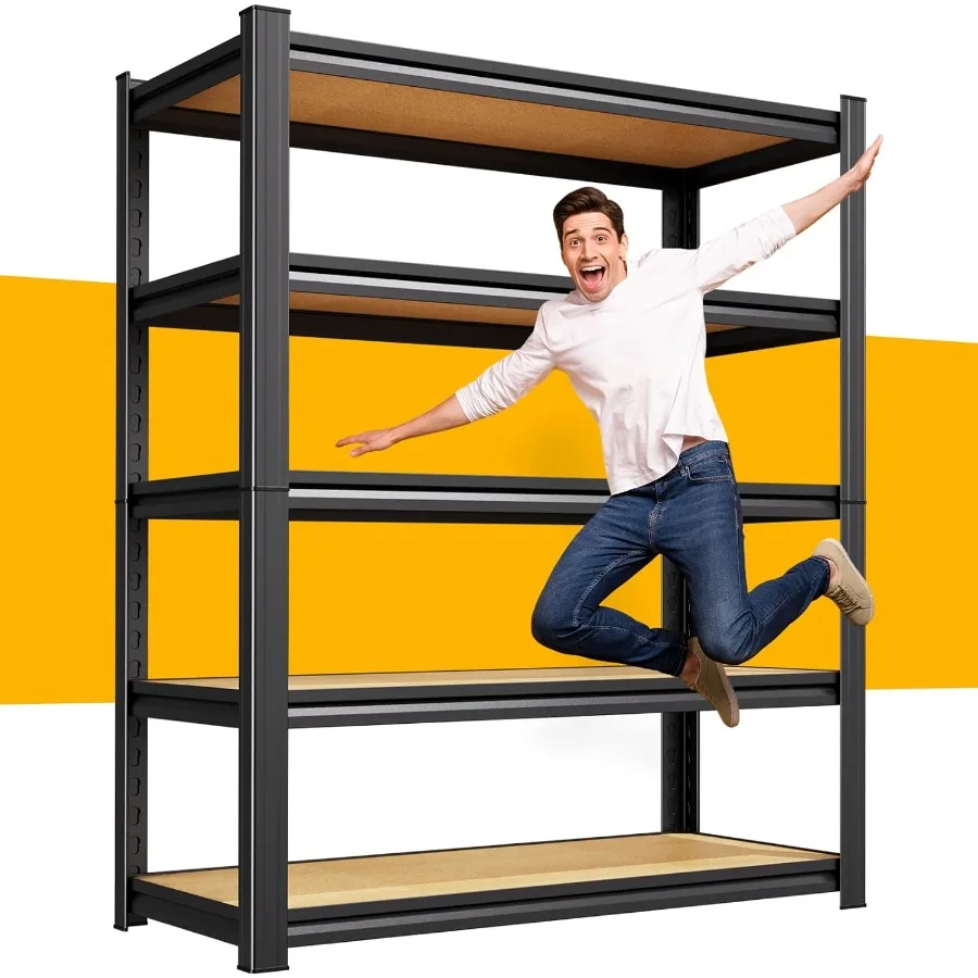 71.2''Heavy Duty Storage Shelves, 5-Tier Garage Shelving, Adjustable Shelving Unit, Tall Garage Shelves, Standing Shelf Units,