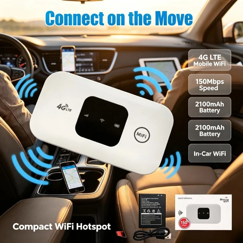Portable 4G Lte Wireless Router Built-In 2100Mah Battery Delivers Stable 150Mbps Access For Mobile Travel Remote Work