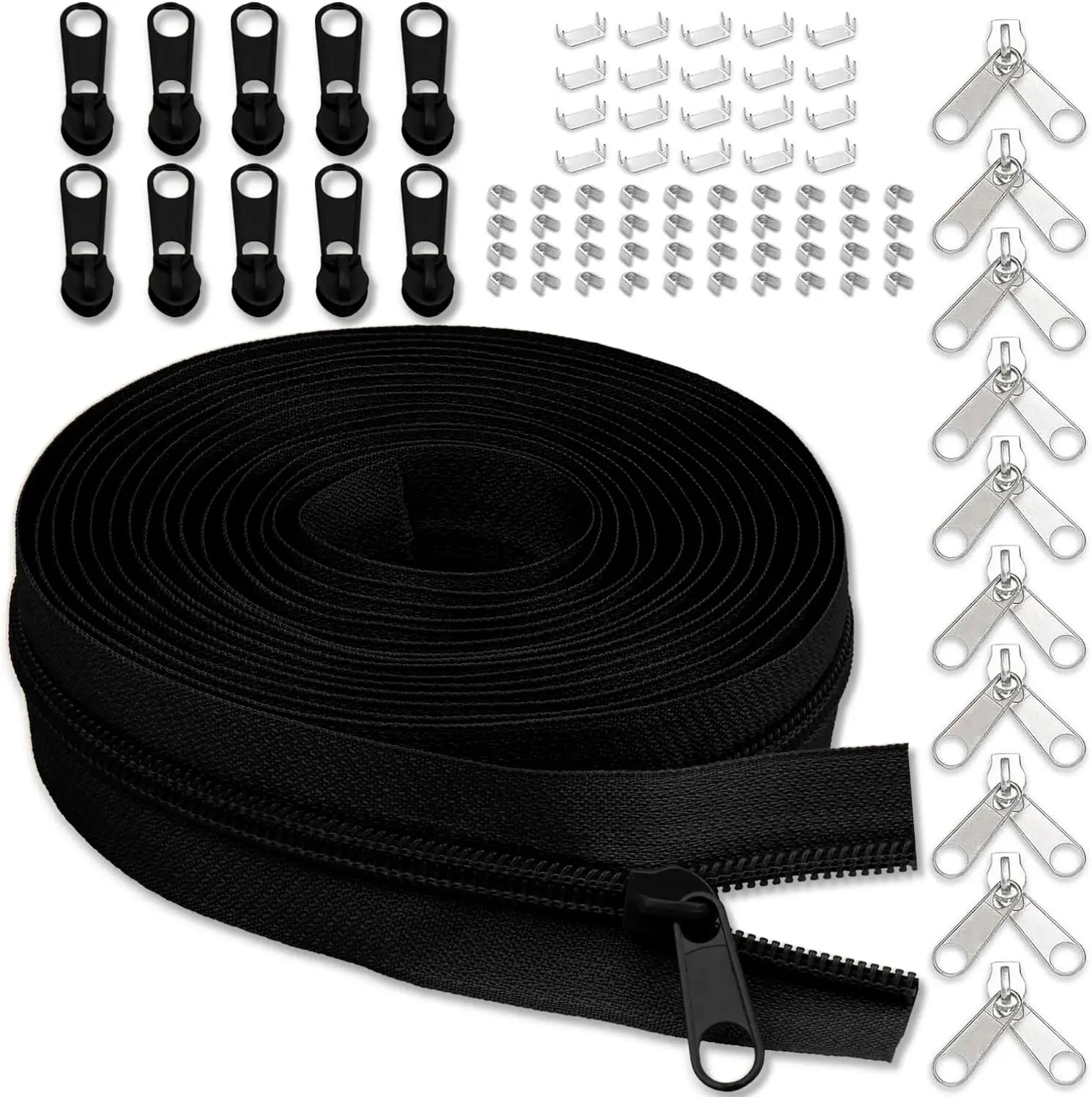 

#5 Nylon Zipper Tape 10 Yards with 10 Double Sliders for Sewing DIY Crafts