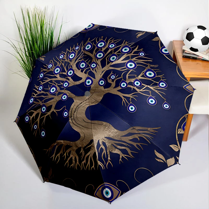 

Tree of Life Evil Eye Umbrella Automatic Open/close, Sturdy Iron Frame & 8-Rib Struct, Umbrella for Women & Men, Christmas Gift
