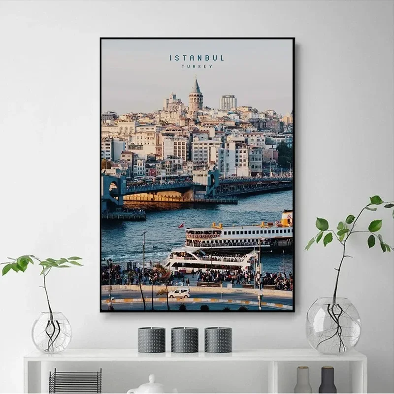 قماش اللوحة صور فنية للجدران الحديثة مدينة السفر اسطنبول المشهد المشارك والمطبوعات لغرفة المعيشة ديكور المنزل هدية