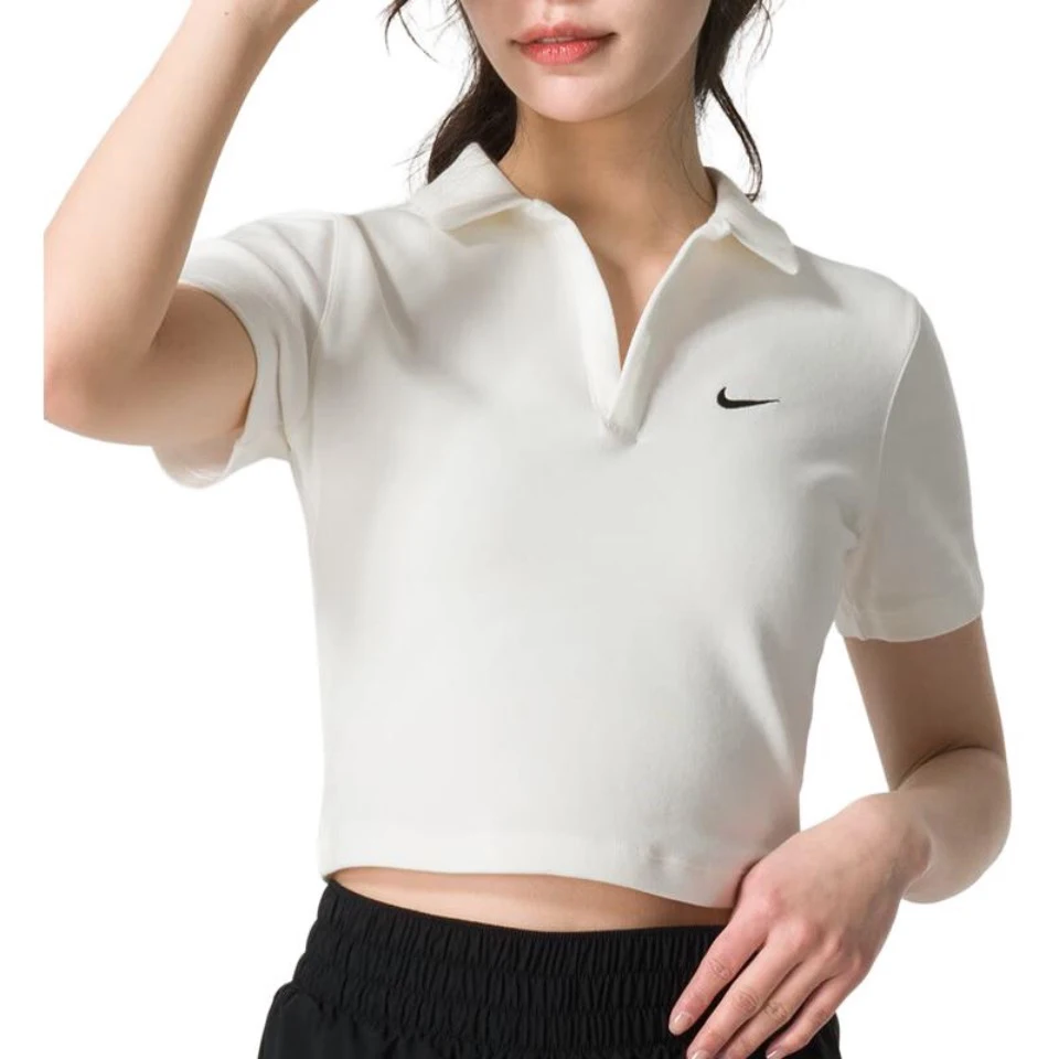 Original Nike Golf Women\'s Short-Sleeve Deep V-Neck Knit Athletic Fitted Breathable T-Shirt Polo DV7885-133