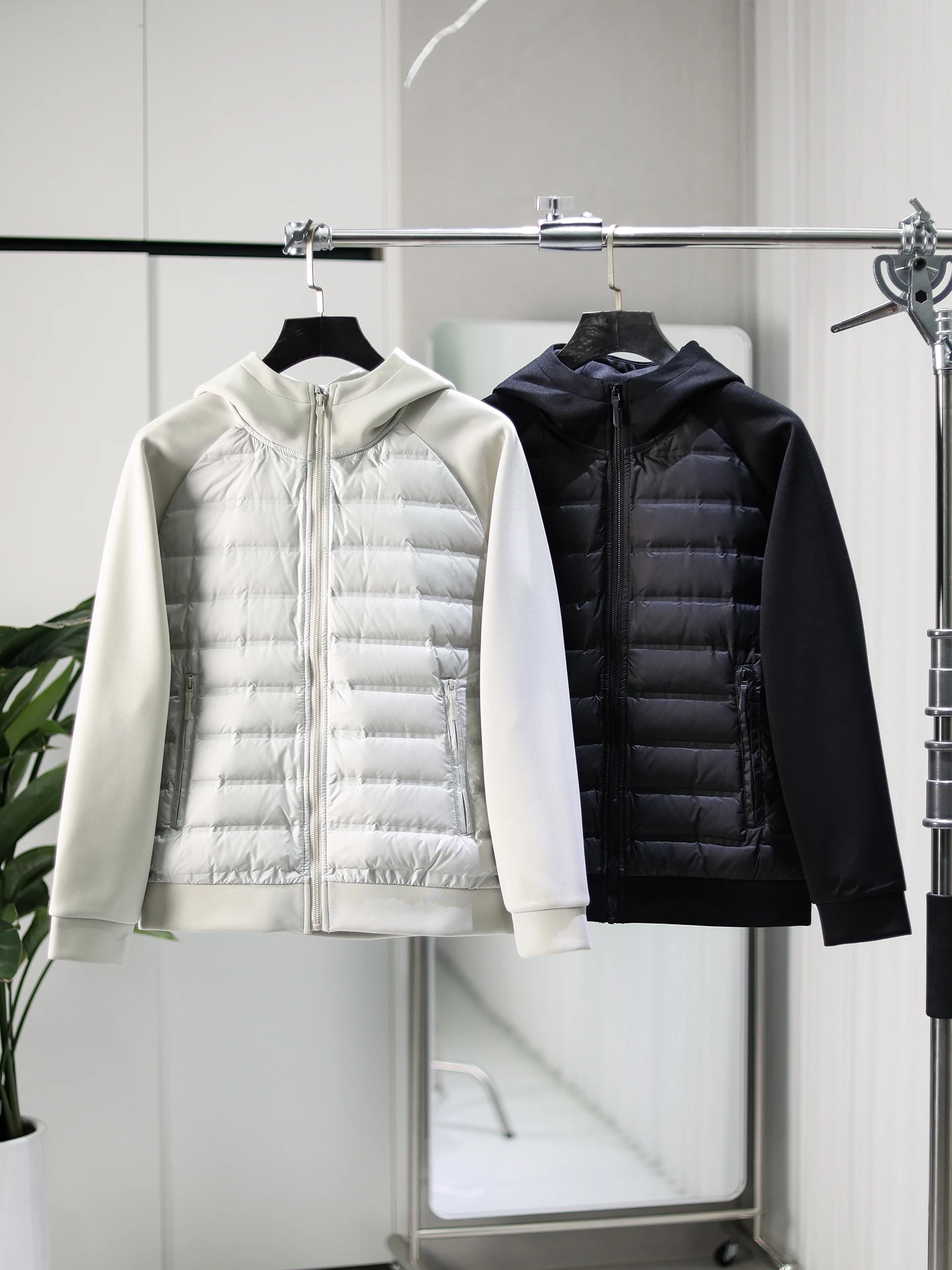 

Теплая вязаная пуховая куртка мужская с капюшоном, легкая зимняя куртка, повседневная, эластичная, с дизайнерскими вставками, из полиэфирного волокна