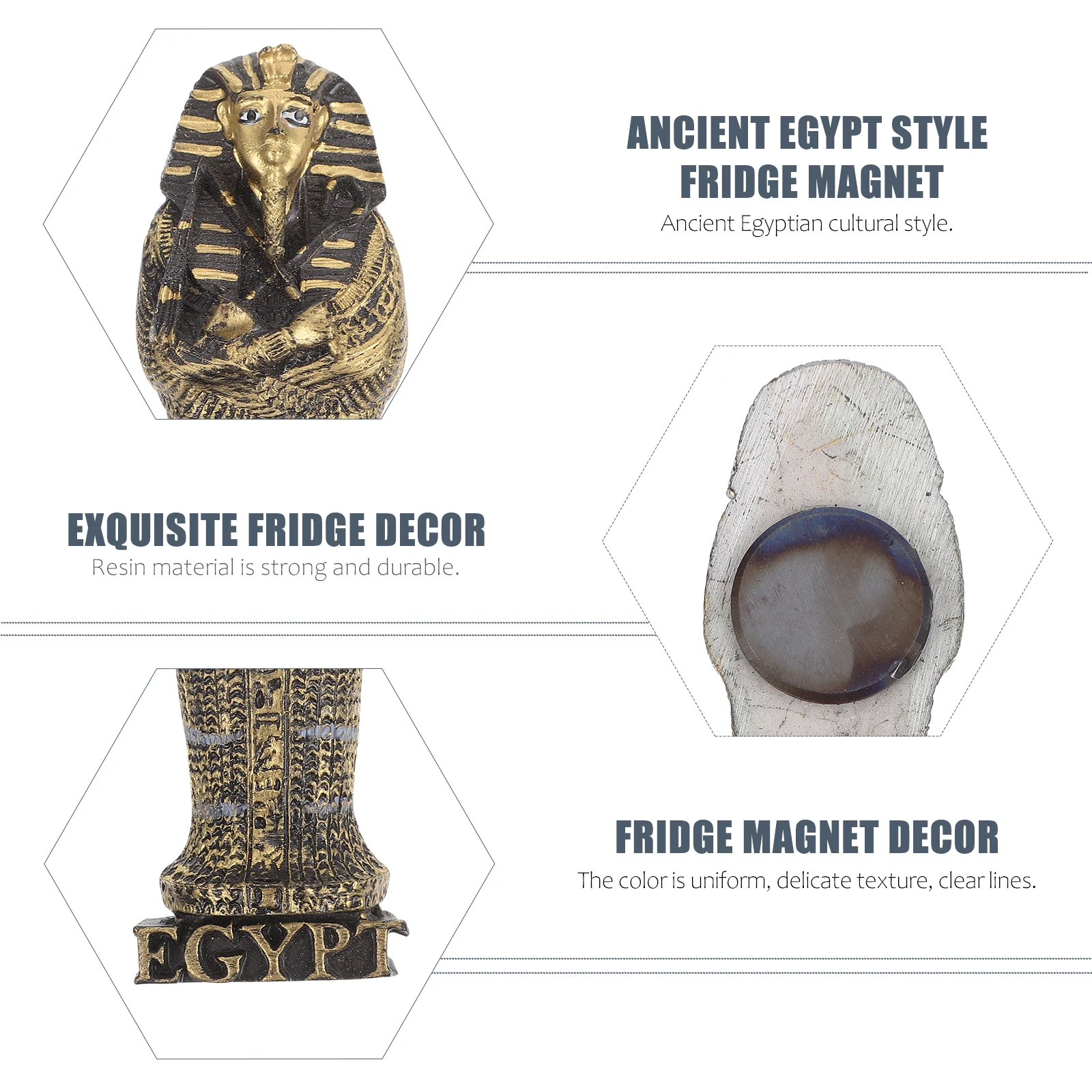 

Egypt Pharaoh Fridge Magnet Stickers Resin Material Retro Style Home Office Decor Gifts Uniform Coloring Clear Lines