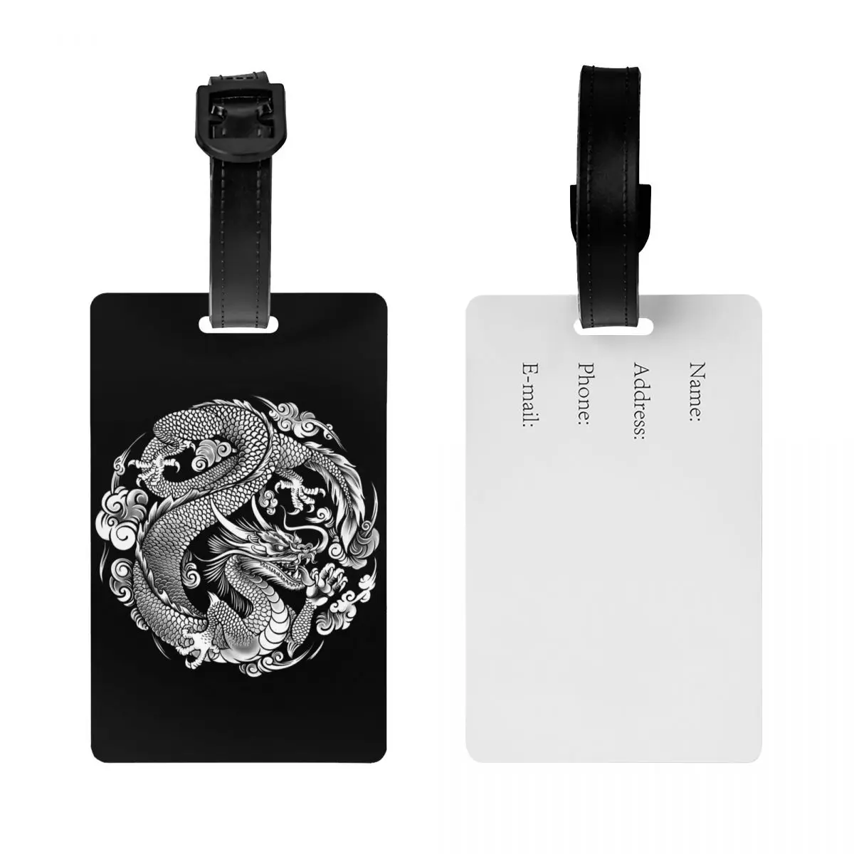 Chinese Dragon Asian Style Luggage Tag for Suitcases Tradition Mythology Tattoo Art Baggage Tags Privacy Cover Name ID Card