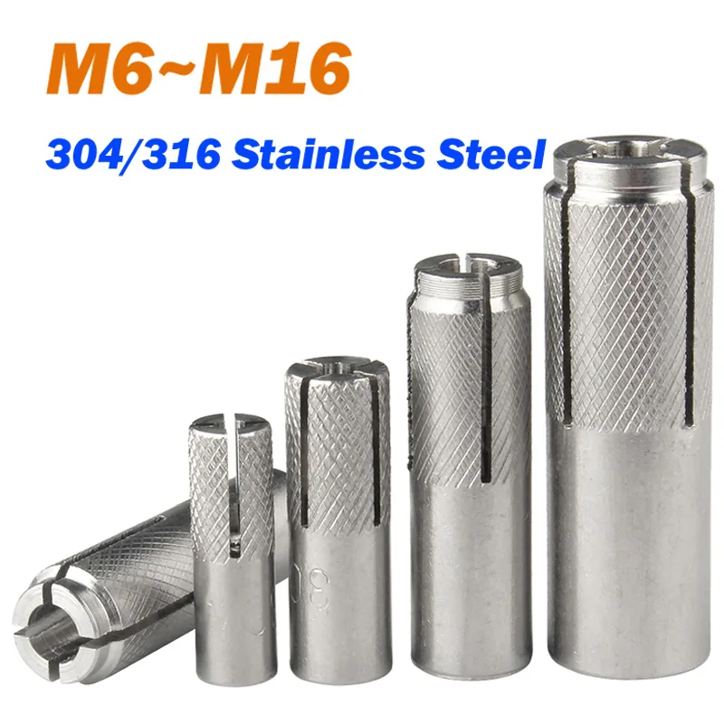 1pcs 304/316 Stainless Steel Push Burst Blasting Drop-in Anchor Screw Bolt M6 M8 M10 M12 M16 Wedge Nut Expansion Anchor