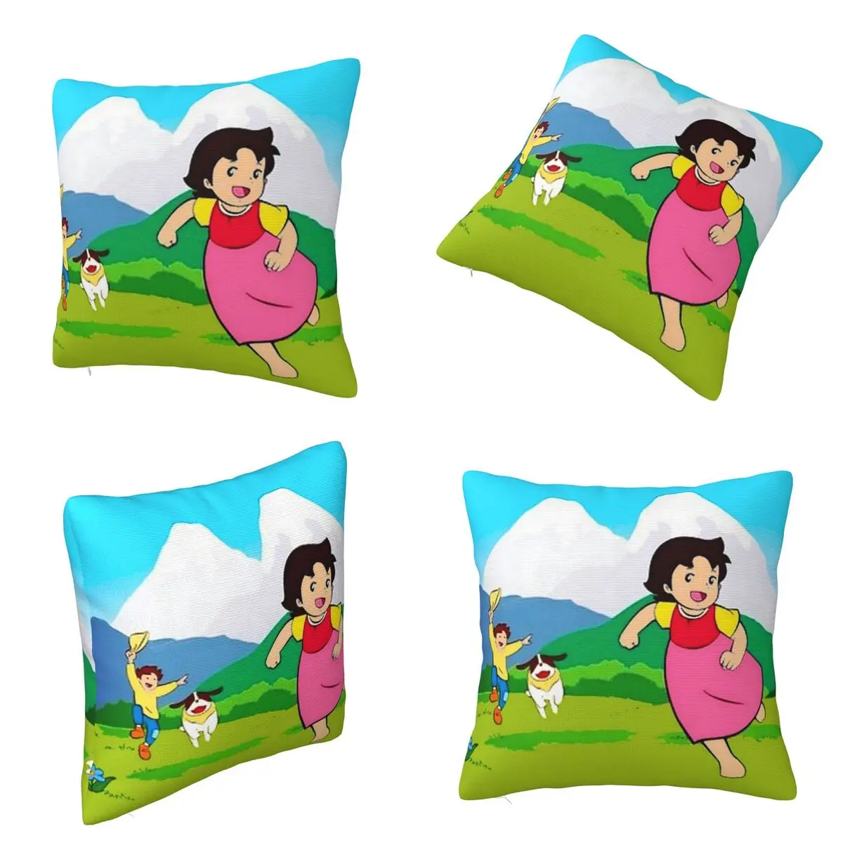 Heidi Peter And Grandpa Alps Cartoon Square Pillowcase Cushion Cover Pillow Case Throw Pillow Cover for Home Bedroom Car