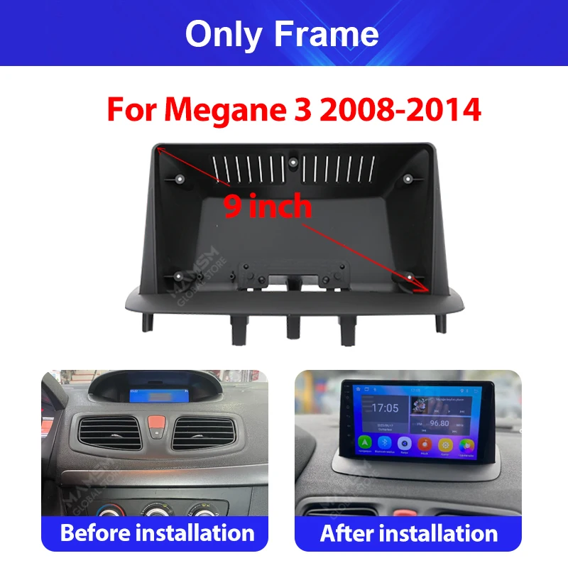 9 inch Car Radio Fascias For Renault Megane 2 3 Fluence 2002-2014 Dashboard Frame Installation Panel DVD GPS Android Player