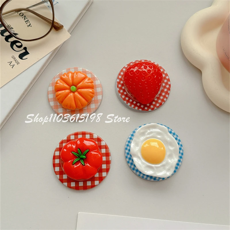 

Korean Cute Egg Tomato Strawberry Magnetic Holder Phone Griptok Grip Tok Stand Support For iPhone Magsafe Accessories Smart Tok