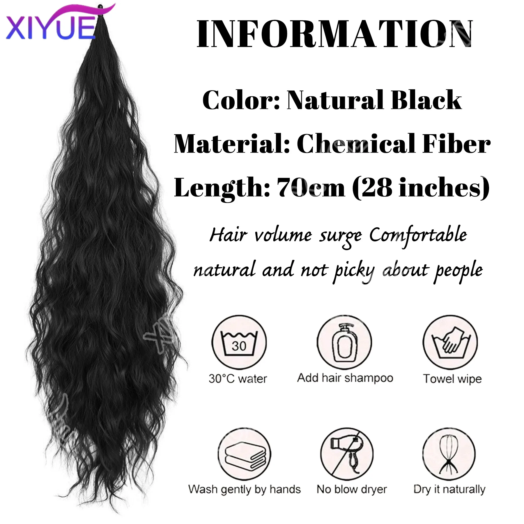 XIYUE Flexible Wrap Around Ponytail Hair Extensions 28 Inch Long Curly Pony Tails Hair Extensions Wavy Hairpieces For Women