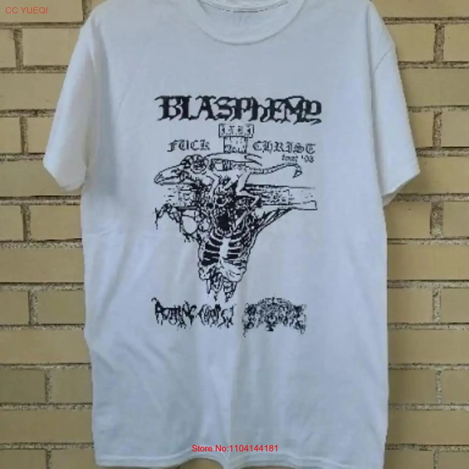BLASPHEMY Black band 93 SHIRT white T S 4XL long or short sleeves vintage Washed Unisex Casual designer clothes Soft Slightly