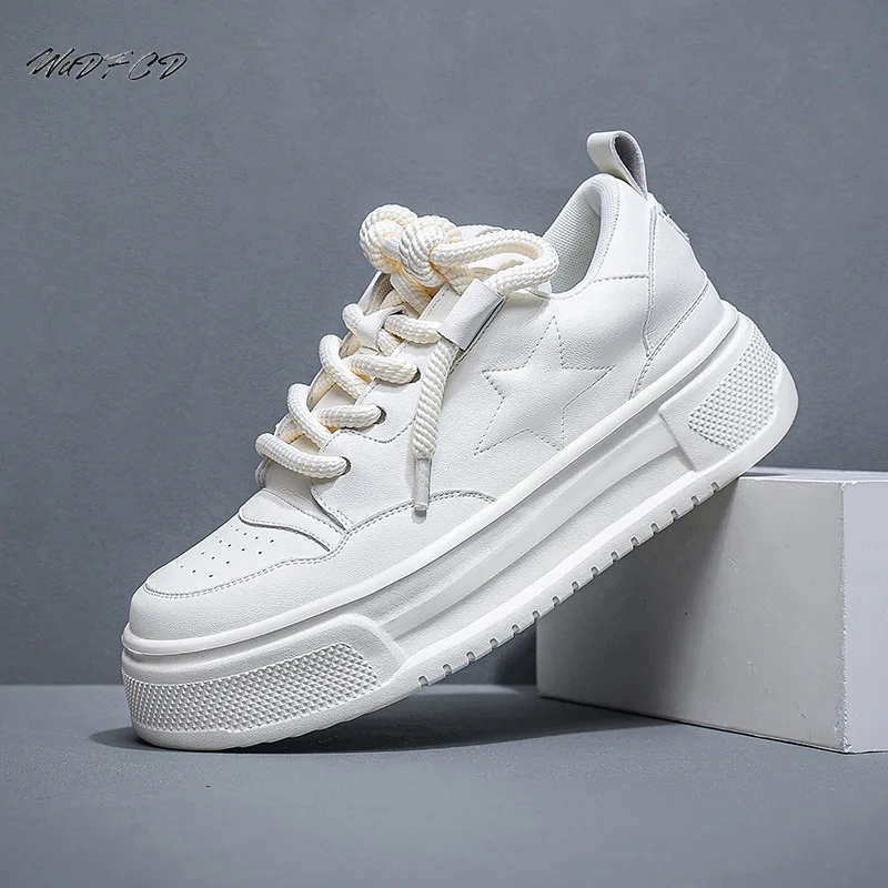 Sneakers Casual Men Designer White Shoes Fashion Split Leather Breathable Height Increased Flat Platform Board Shoes Sport Shoes