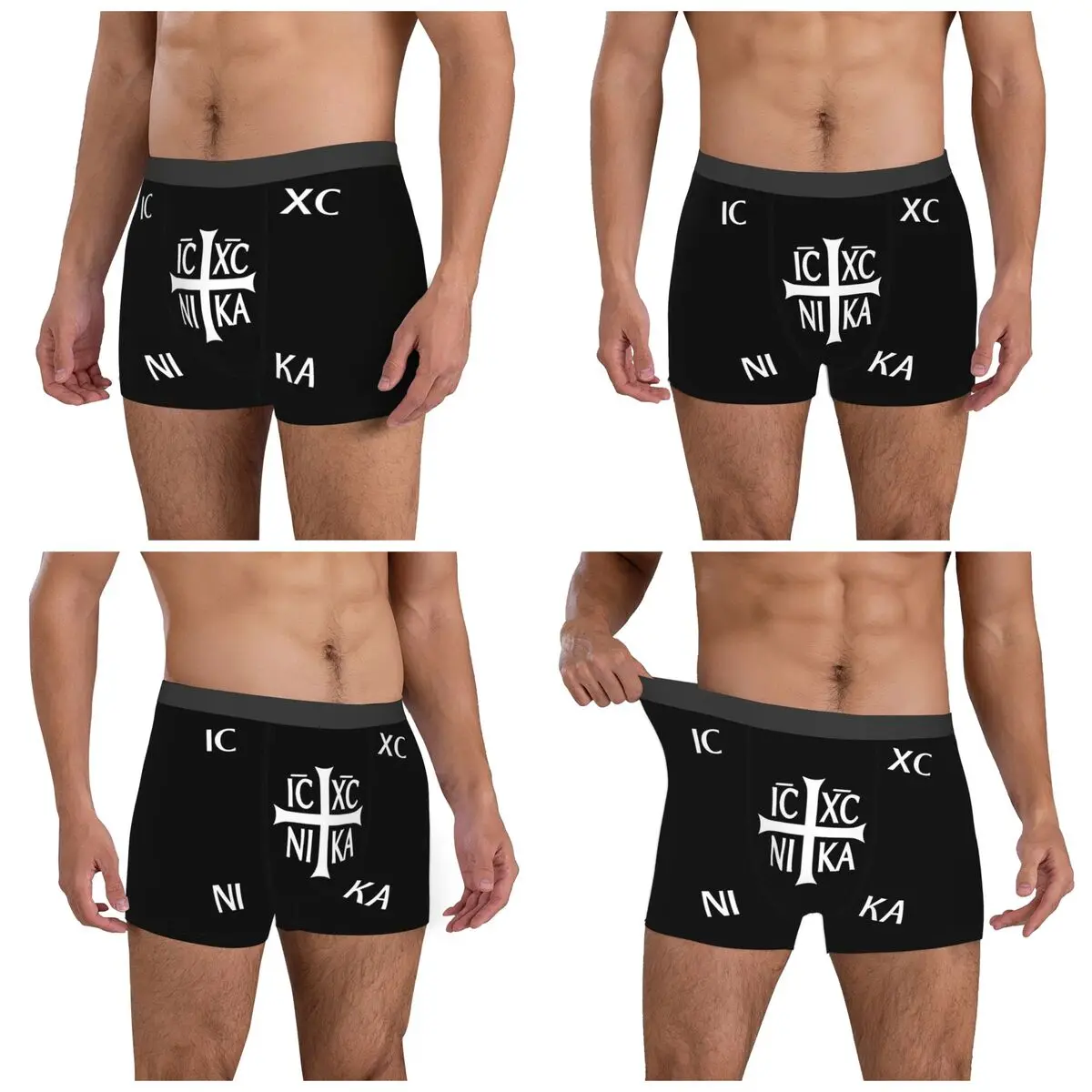 Boxer Underpants Shorts IC XC NIKA Cross Christian Orthodox Jesus Chris Panties Men's Breathable Underwear for Homme Man Gift