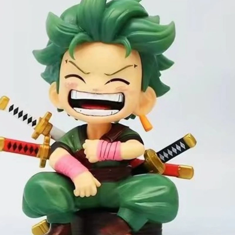 13cm One Piece Q-version Roronoa Solon Figurine Gaming Case Desktop Trendy Model Ornament Desktop Decoration Best Birthday Gift