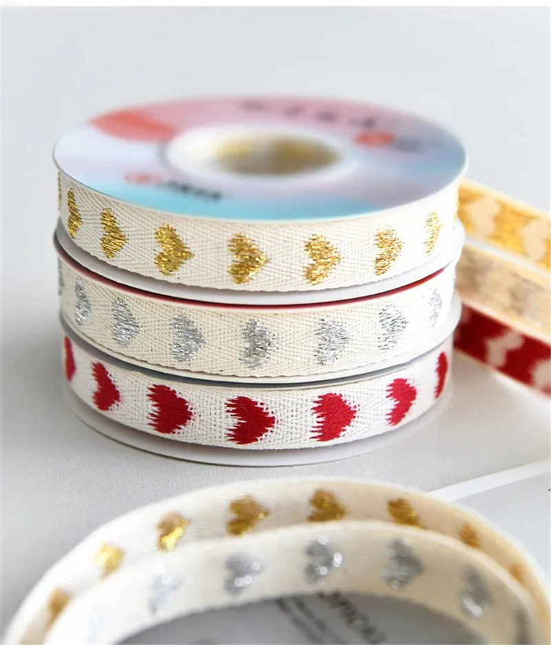 New 9 meters Cartoon Embroidered Love 100% Cotton Ribbon Belt Bag Lable Ribbon Sewing Tape Bias Binding DIY Crafts Accessories