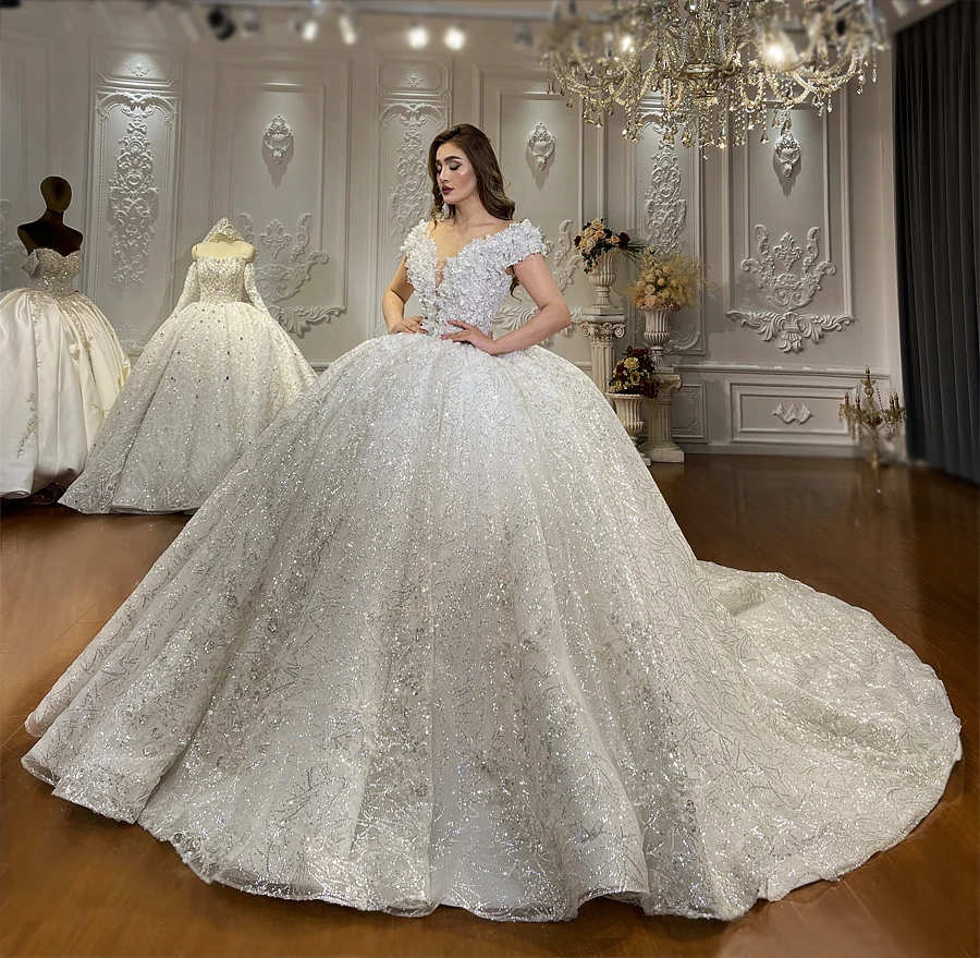 تخصيص NS4929 قبالة الكتف الأشرطة الكرة ثوب الزفاف أماندا Novias