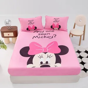 Lembar Pas Anak-anak Mickey Mouse, seprai Minnie merah muda 90/120/150/180/200cm penutup debu kasur, Seprai anak perempuan 8 set tempat tidur penjualan terbaik 160x200 - №