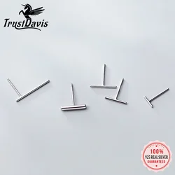 Trustdavis Wholesale New 100% 925 Solid Real Sterling Silver Cute Tiny Stick Stud Earrings Gift For Women Girls Kids Lady DA380