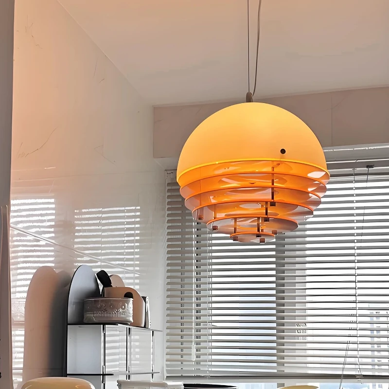 Vintage Sunset pendant lamp Orange globe lamp Glass Acrylic Pendant Light Bedside Restaurant Bar Balcony Chandelier Decor Design