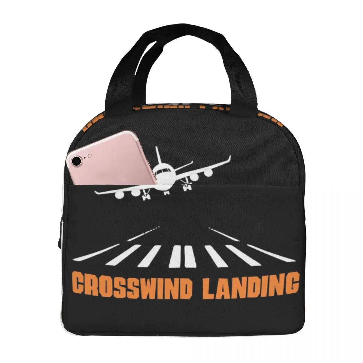 Airplane Crosswind Landing Lunch Bags Insulated Bento Box Lunch Tote Resuable Picnic Bags Thermal Bag for Woman Kids Office