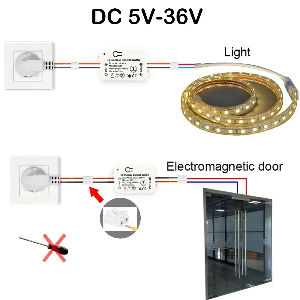 DieseRC RF 433 Mhz Universal Wireless transmitters and receivers DC12V 10A Relay Receiver Remote Control for Gate DC Led Fan