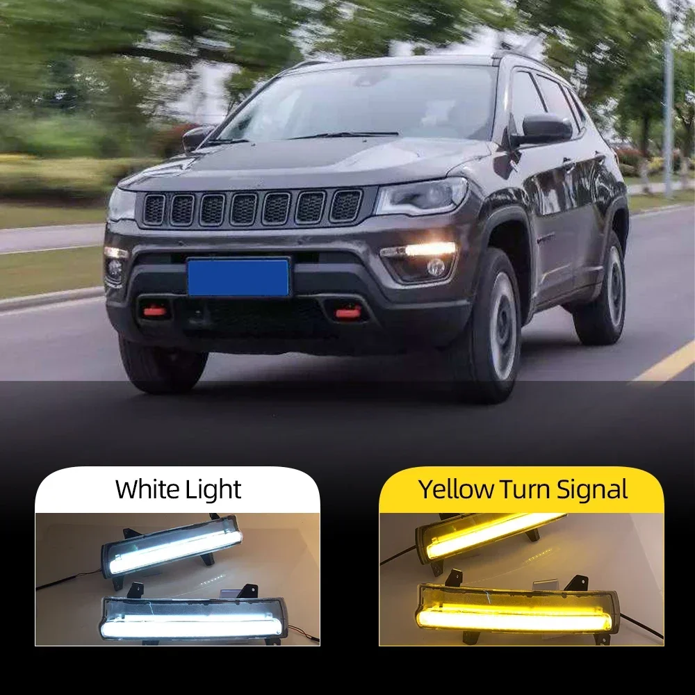 New！ New! 1Set yellow turn Signal Relay 12V LED DRL daytime running light fog lamp For Jeep Compass 2017 2018 2019 2020