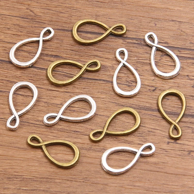 40PCS 11X21mm 2 Color Hollow Charms  8-shaped Connector Metal Alloy For DIY Necklace Bracelet Earrings Marking