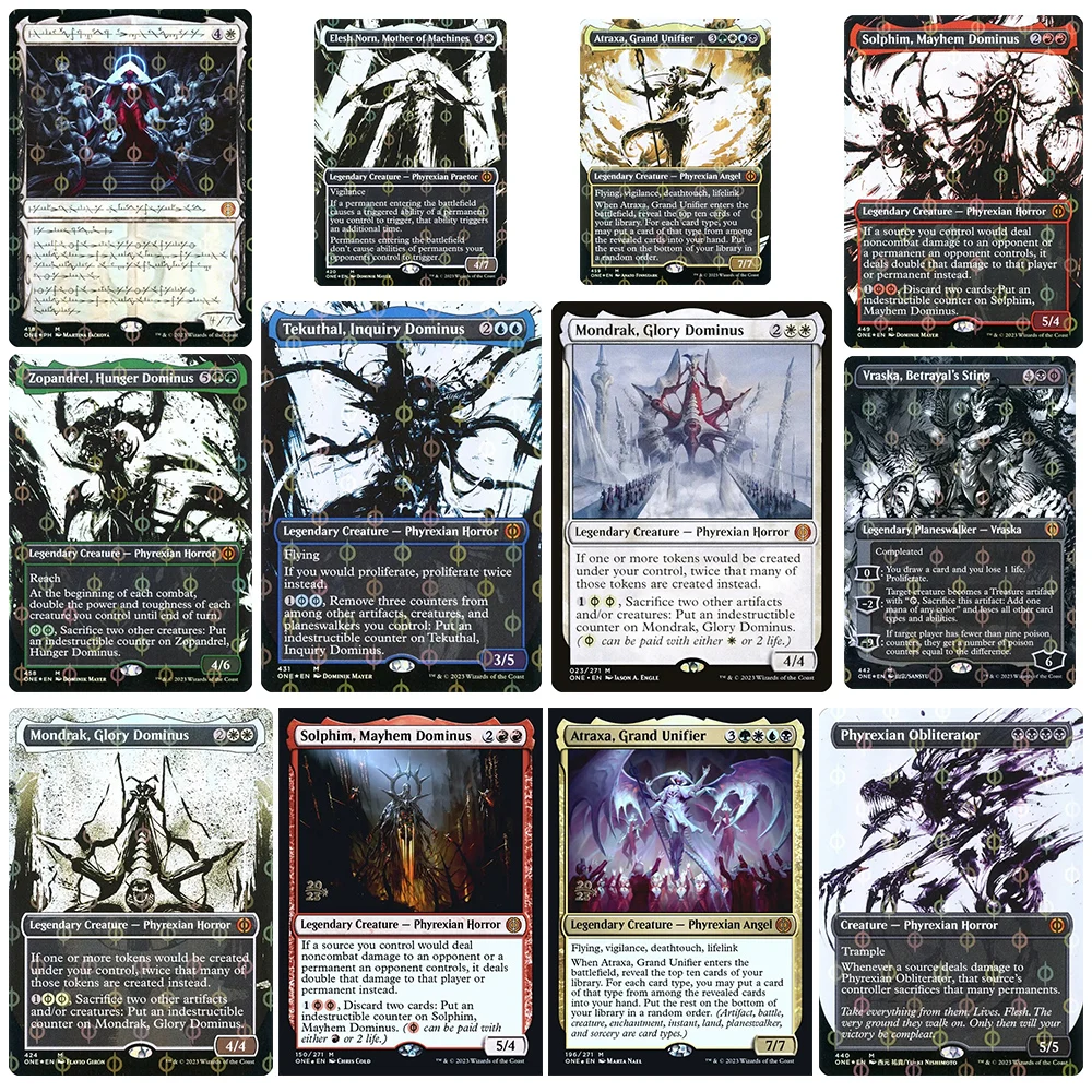 

Magic the Gatherings storms DIY homemade Atraxa Mondrak Elesh Norn Tekuthal Zopandrel Solphim Collectible cardtexture board game