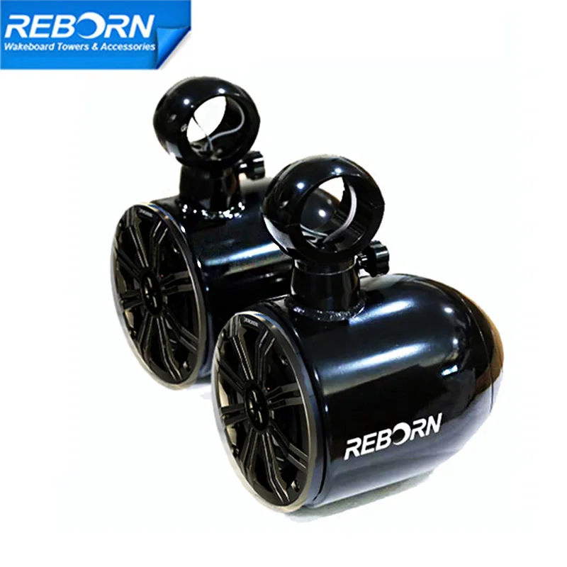 Reborn Single Rotatable Boat Speaker, Wakeboard Tower Speaker, Black Coated in Pair, 6 in 1, 2in