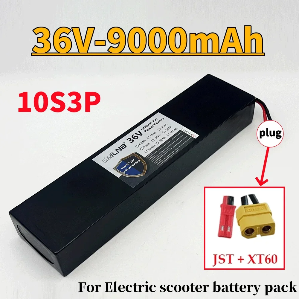

36V 36Ah Rechargeable Lithium Battery Pack 18650 10S3P 500W Power Modified 36V Electric Scooter Battery with BMS, XT60 JST