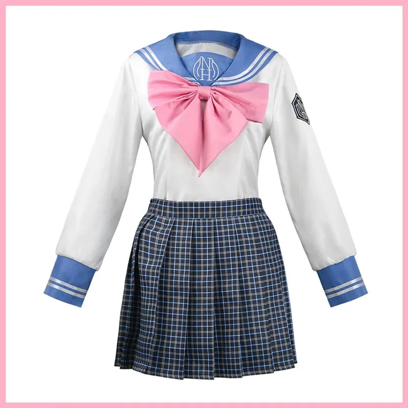 Game Maizono Sayaka Cosplay Costume Japanese JK School Uniform Pink Gingham Sailor Set Wig Adult Woman Sexy Carnival Suit cm;5