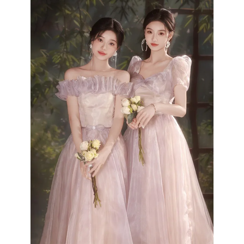 Robes de Demoiselle d'Honneur à Col Doux, Élégantes, Dos aux, Invitées de Mariage, Romantique, en Tulle, 16%, 4 Styles