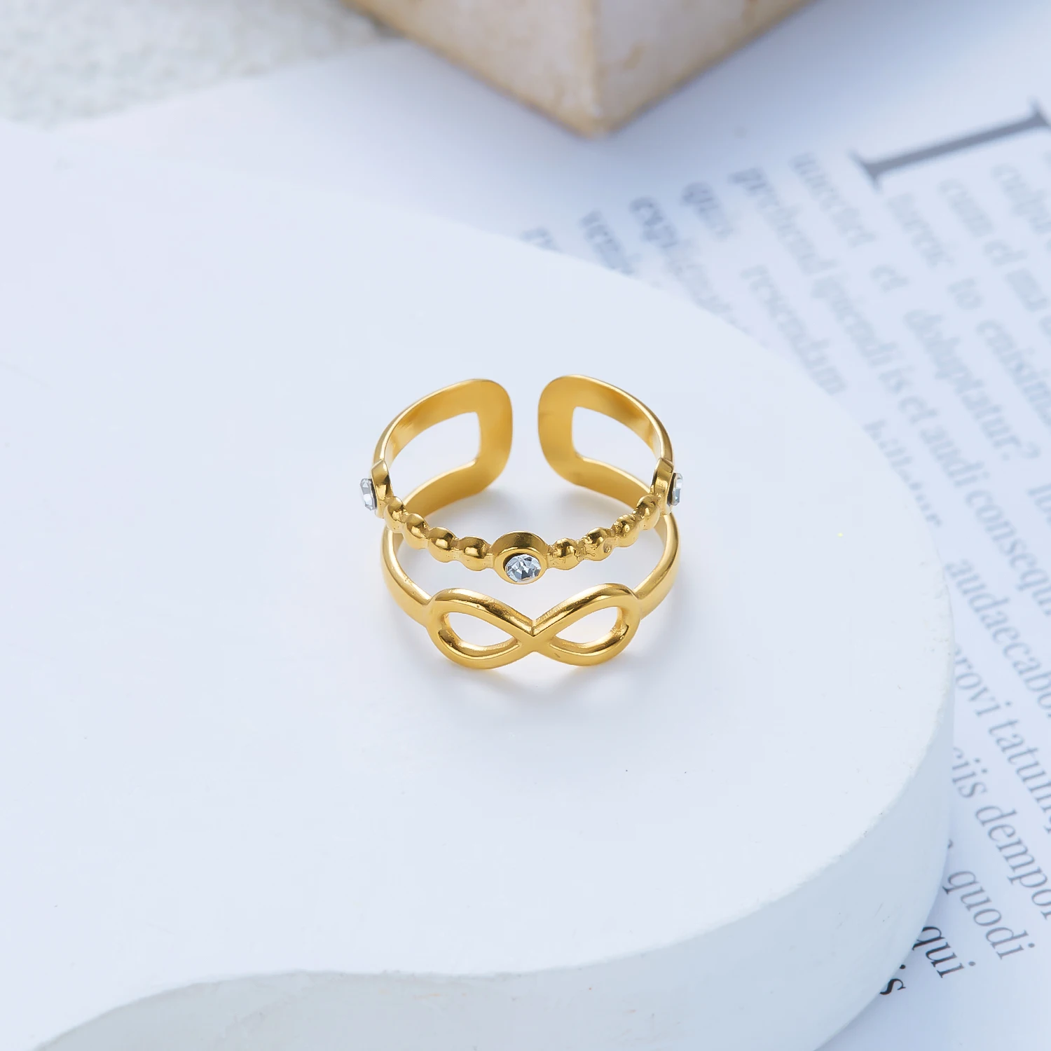 Stainless Steel French Fashion Asymmetrical Open Ring for Women Vintage Tiger Eye Stone Leaf Whirl Stackable Ring Jewelry Gift
