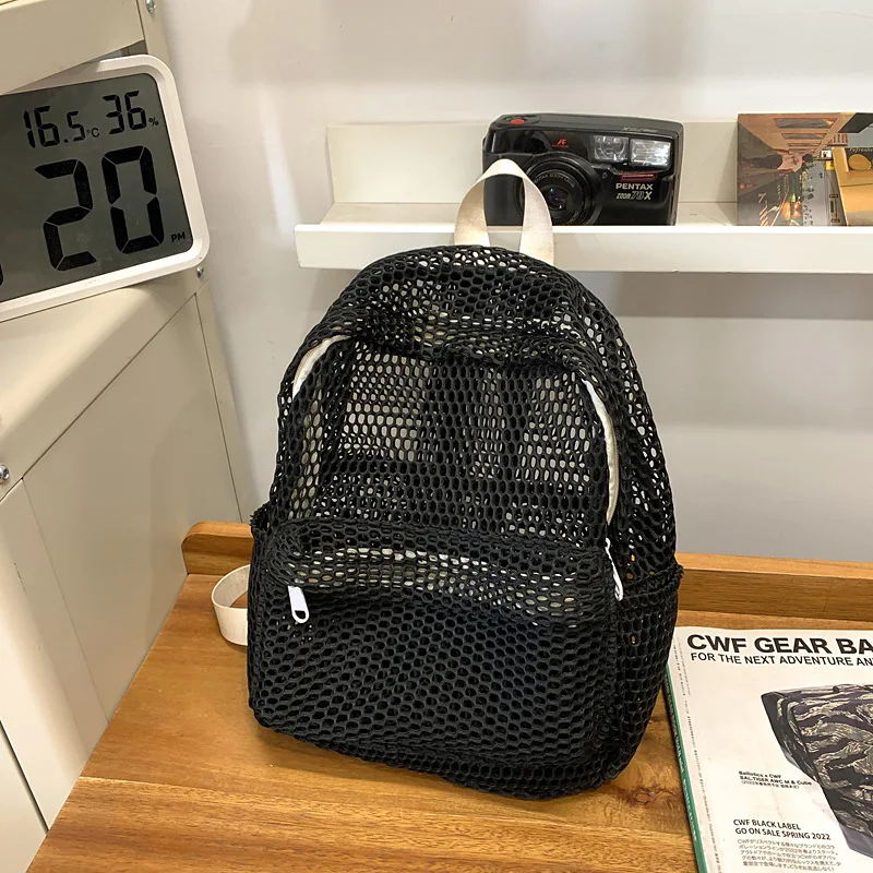 Hollow Out Backpacks For Women College Student Schoolbags Summer Mesh Beach Backpack Breathable Transparent Rucksack Mochilas