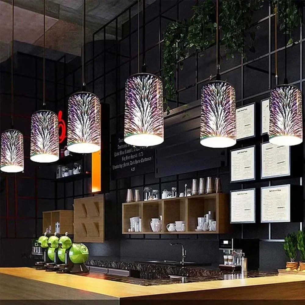3D Laser Colorful Star Glass Cord Pendant Light Modern Loft Lamp for Restaurant & Starry Sky Lighting