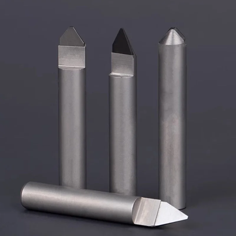 HUHAO PCD เพชรหินแกะสลักเครื่องมือแกะสลักเครื่องตัด PCD เครื่องมือสําหรับ CNC 6mm Shank แกะสลัก Bits V รูปเครื่องตัด