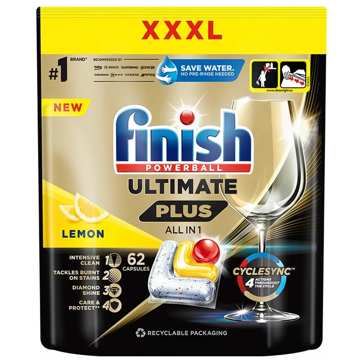 FINISH Ultimate Plus Lemon 62 PCs dishwasher capsules