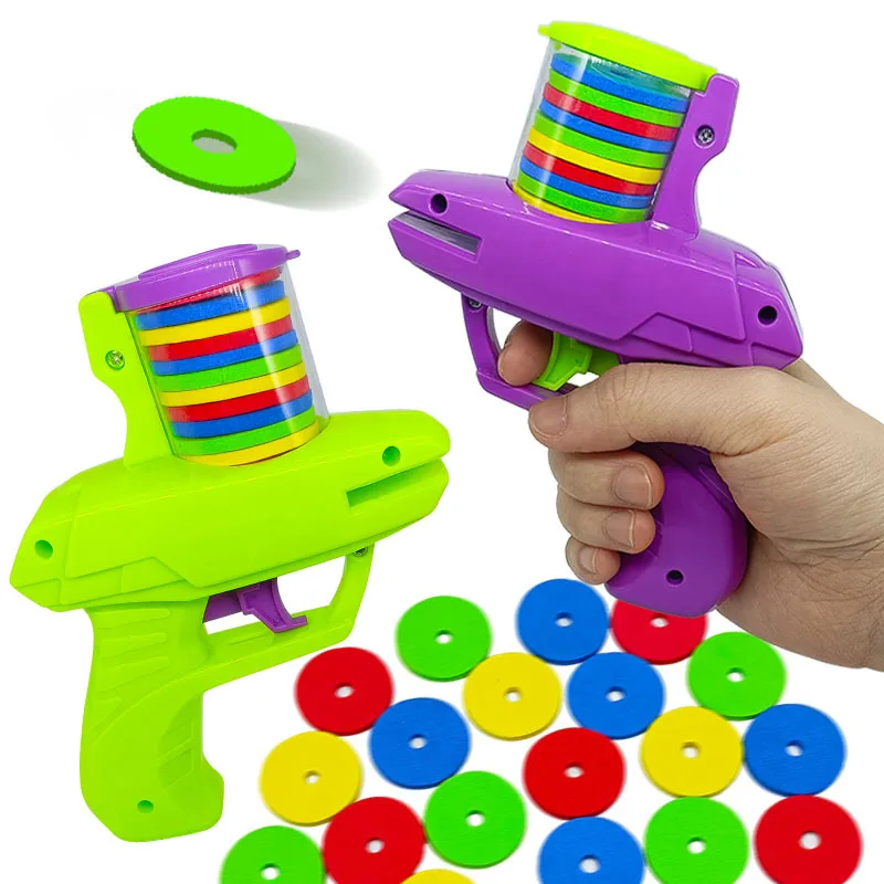 

Creative Funny Flying Saucer Launcher Training Toys Outdoor Shooting Soft Bullet Gun Parent-Child Battle Foam Saucer Row Shooter