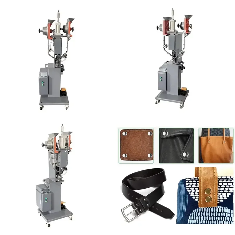New Automatic Double Cap Rivet Press Machine Pneumatic Riveting Machine for Dog Collar Webbing Key Fob