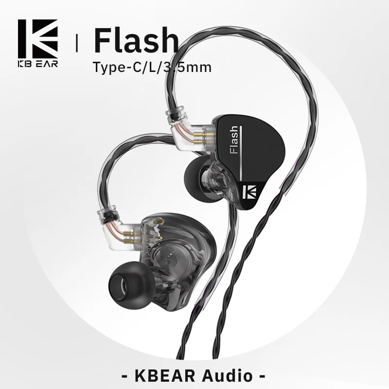 KBEAR Flash Dual Drviers Hybrid In-Ear Hifi Earphones Monitor Wired 2m Cable Headphone Music Sport Earbuds Free Shipping Headset