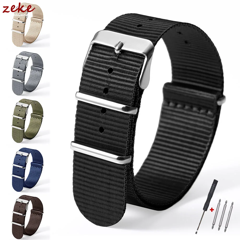 النايلون حزام (استيك) ساعة 18 مللي متر 20 مللي متر 22 مللي متر حزام ل أوميغا الساعات مريحة المنسوجة قماش الأشرطة العسكرية سوار رياضي الرجال النساء أحزمة #1