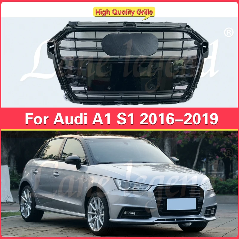 Car Auto Parts Glossy Black Radiator Grilles For Audi A1 2016-2019 Modification S1 Bumpers Body Kit Car Accessories Guard