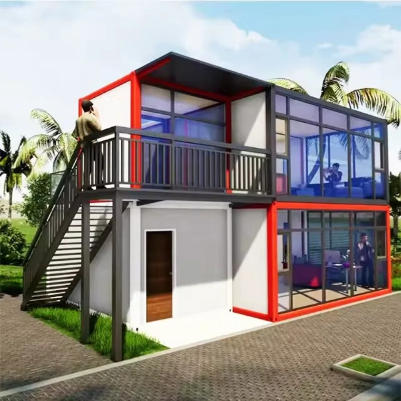 Wide Vision Double Glazed Container House Back Yard Prefabricated Container House Villa Luxury Prefab Office Building House