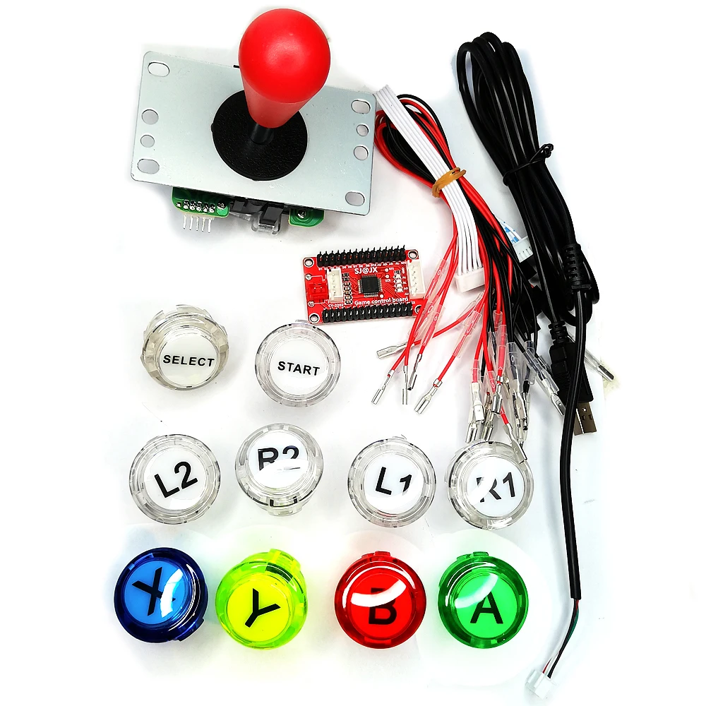 Arcade Joystick Kit Diy Game Machine PC PS3 Android TV Box Usb Board Zero Delay Controller 30mm Clear Push Button Copy Sanwa