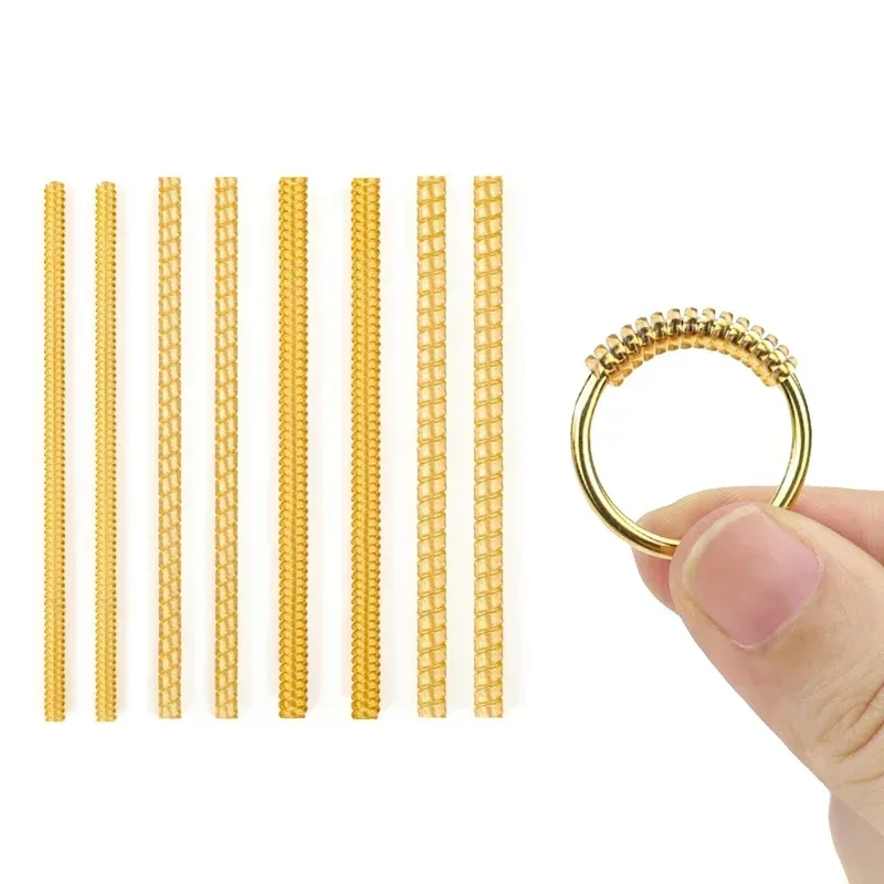

8Pcs Set Ring Size Adjuster Transparent Adjustable Spring Tightener Ring Winding Wire for Men Women Jewelry Size Adjustment Tool