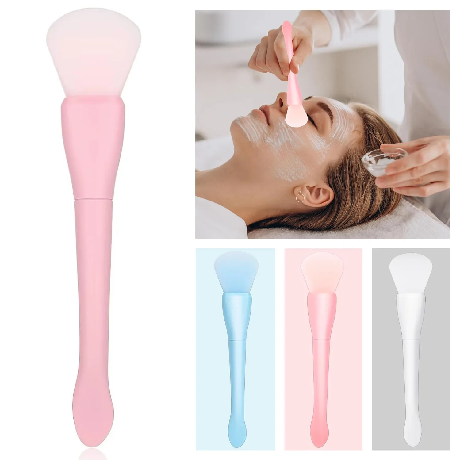 

Silicone Face Mask Brush, Portable Soft Dual-Ended Moisturizing Mask Brush for Applying Cream & Lotion - Beauty Tool