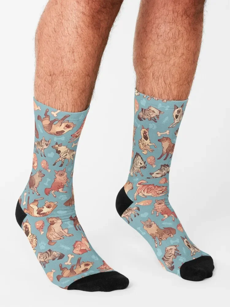 Hyänen in Cerulean Socken Cartoon lustige Geschenk Mode Herren Socken Frauen